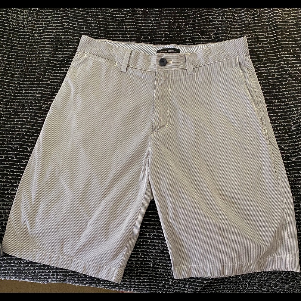 Blue and white stripped banana republic shorts